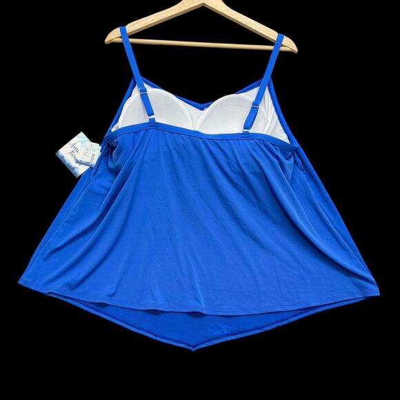 Maurices American Beach Womens 2X Royal Blue Tankini Swim Top Built In Bra - Picture 3 of 10